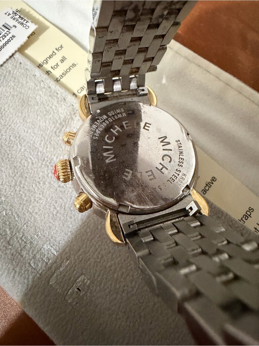 Michele Two-Tone Silver and Gold Chronograph Watch - Picture 4 of 7